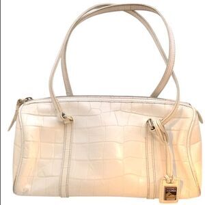 Dooney & Bourke Crocodile Bayou barrel Shoulder Bag Vtg Patent Leather White